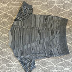 Gray Short Sleeve Ribbed Sweater Shirt